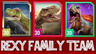 MAXED ALL REXY FAMILY TEAM!!! (JURASSIC WORLD ALIVE)