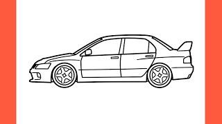 How to draw a MITSUBISHI LANCER EVOLUTION 9 easy / drawing Mitsubishi 8 2005 car step by step