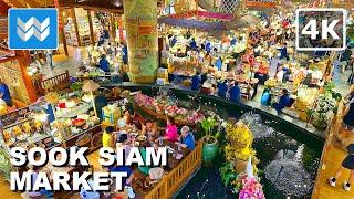 [4K] Sook Siam Floating Market at ICONSIAM in Bangkok Thailand  Food Court Walking Tour Vlog