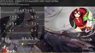 osu! | Adamqs | MYTH & ROID - VORACITY (TV Size) [VERY VERY CRAZY EXTRA] +HD,DT 85.62% PASS 8,14⭐