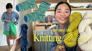 Knitting Podcast Ep. 4: Pomona Shorts, Socks, Spinning Updates, Purl Soho Yarn Haul