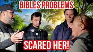 Bibles problems scared her! Mansur & Hashim Vs Christian Ladies | Speakers Corner | Hyde Park