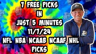 NFL, NBA, NCAAF, NCAAB, NHL Best Bets for Today Picks & Predictions Thursday 11/7/24 | 7 Picks in 5