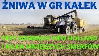 3 x KOMBAJN NEW HOLLAND I KILKA MNIEJSZYCH SMERFÓW, ŻNIWA W GR KAŁEK