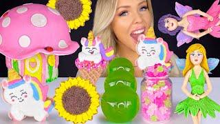 ASMR Fairy Cake, Unicorn Cookies, Pink Mushroom Fairy House, Sunflower Cookies, Jelly Mukbang 먹방