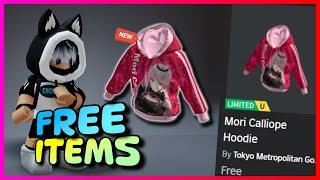 New FREE LIMITED UGC items , How to get FREE UGC LIMITED ITEMS Mori Calliope Hoodie on ROBLOX