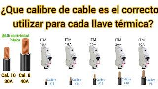 Que calibre de cable usar para cada interruptor termomagnético.