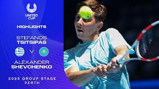 Stefanos Tsitsipas v Alexander Shevchenko Highlights | United Cup 2025 Group C