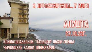 Алушта 27 10 23г.Профуголоку моряЧЕРНОВСКИЕ камни кафе-ЦЕНЫ/Отель КАЛИПСО-обзор НОМЕРА-САУНЫ/Крым