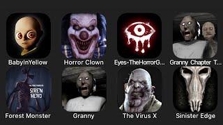 Baby In Yellow, Horror Clown, Eyes - The Horror Games, Granny Chapter Two, Forest Monster, Granny...