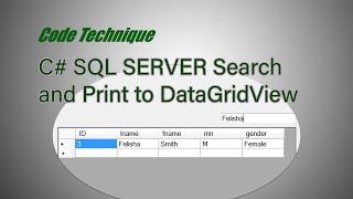 C# SQL SERVER Search and Display to DataGridView