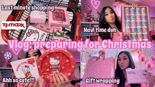 VLOG:  preparing for Christmas, going last minute shopping, wrapping gifts, & pink girly haul