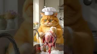 Misti Enjoys Grilled Rooster Dinner!  | Funny Cat Eating Story | #shorts #cat