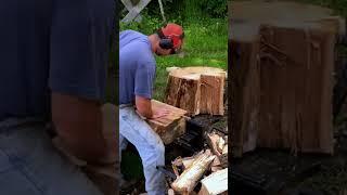 The Fastest Firewood Cutting: 4-Way Wedge Method