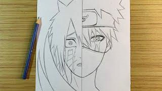 How to draw Kakashi vs Obito step by step | Anime drawing dor beginners