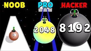 NOOB vs PRO vs HACKER - Yoga Ball Run 2048: Max Level 8192!