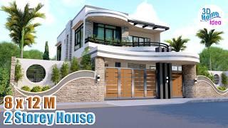 (8 x 12 Meters ) Modern house Design idea with 4 Bedroom (26.2 by 39.3ft)