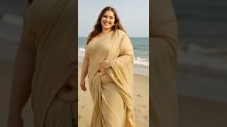 Golden Saree Vibes on the Beach  AI Beauty in Motion #aibeauty