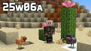 News in Snapshot 25w06a - New Chickens! Cactus Flowers! Dry Grass! Random Ticked Chunk Loaders!