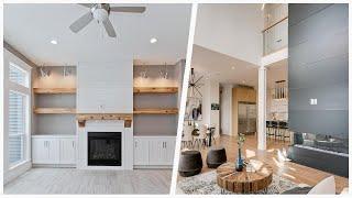 75 Contemporary Living Space With A Shiplap Fireplace Design Ideas You'll Love 