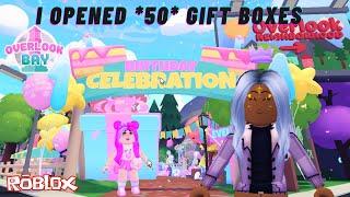 I Opened *50* Gift Boxes  OverLook Bay Birthday Celebration  #Roblox 