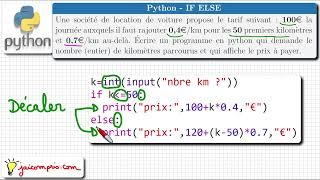 Python  IF ELSE  Si  Exercice  Tarif location voiture   Condition  SNT seconde