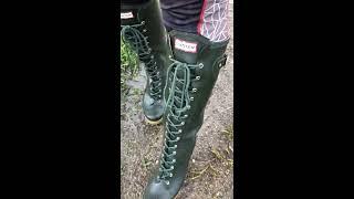 2020 HUNTER LAPINS-LACE UP FULL KNEE HIGT HEELED BOOTS