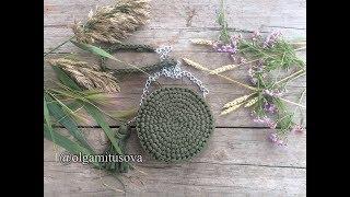 "Круглая сумка крючком из трикотажной пряжи/Мастер класс" (Crochet bag made of knitted yarn)