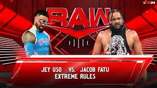 Jey Uso vs Jacob Fatu WWE Raw Extreme Rules - YEET vs THE SAMOAN WEREWOLF | Full Match