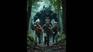 Kids running from monster in forest#ai#fantasy#forest