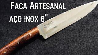 Faca Artesanal para churrasco, Aço Inox 8"