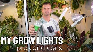 growlights that I use for houseplants (pros and cons) Feit, Soltech, Mother and cheapo Amazon lights