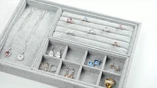 Velvet Jewelry Drawer Organizer Tray Stackable
