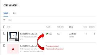 Youtube Upload- Processing Abandoned The video could not be processed