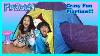 Ryan plays with PlayHouse Tent with Surprise Toys