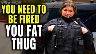 LYING FAT FEMALE OFFICER GETS OWNED & DISMISSED *ID REFUSAL* FIRST AMENDMENT AUDIT