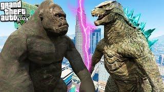 КИНГ КОНГ ПРОТИВ ГОДЗИЛЛЫ ГТА 5 МОДЫ! KING KONG VS GODZILLA ОБЗОР МОДА В GTA 5! ИГРЫ ГТА ВИДЕО MODS