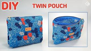 DIY EASY TWIN POUCH / double zipper pouch/ sewing tutorial [Tendersmile Handmade]