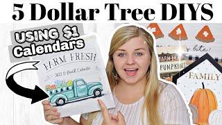 5 Dollar Tree DIYS Using This $1 CALENDAR?!? | *NEW* DIY Dollar Tree Fall 2021 | Krafts by Katelyn