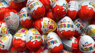 100 Yummy Kinder Surprise Egg Toys Opening - A Lot Of Kinder Joy Chocolate ASMR