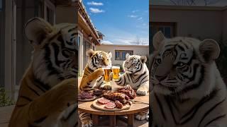 Oyen's cat chose the wrong friend to eat with, then Oren's cat was killed by a tiger #shorts #fyp