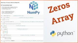 Python Numpy Tutorial - 2 ... Zeros Array  || np.zeros( )