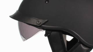 Outlaw T72 Flat Black Dual Visor DOT Half Helmet at LeatherUp.com