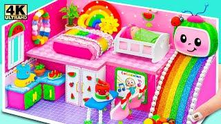 I Build a Pink Cocomelon Dream Playhouse has Rainbow Slide and Cute Decorations ️ Miniature House