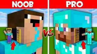 Minecraft NOOB vs PRO: NOOB FOUND WHAT VILLAGER HIDE IN NOOB HEAD BLOCK BASE !(Animation)