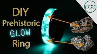 DIY Titanium Glowring made with Meteorite and Dinosaur Bone