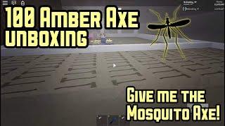 Roblox Lumber Tycoon 2 | 100 Chances for the Mosquito Axe | 100 Amber Axe unboxing