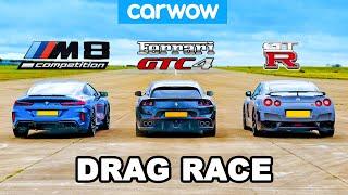 BMW M8 vs Nissan GT-R vs Ferrari V12 - DRAG RACE!