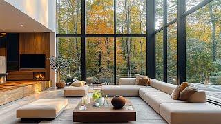 Cozy Autumn Morning with Chill Jazz in Forest Living Room ️ Relaxing Piano Jazz Instrumental Music