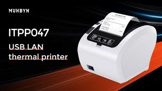 MUNBYN POS Thermal Receipt Printer ITPP047 with Serial LAN Port and Wall Mount Function